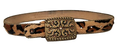 #ad RARE Leatherock genuine leather up to 32 cheetah leopard animal amber stones $34.98