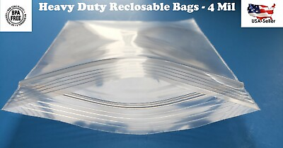#ad Clear Reclosable Zip Seal Top Lock 4Mil Heavy Duty Bags Plastic 4 Mil Baggies $0.99