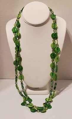 #ad Green button shape Green shell long necklace 62quot; $17.99