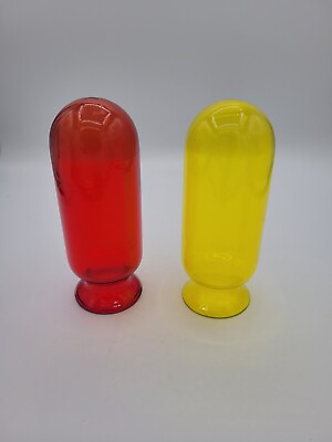 #ad Vintage Dansk Glass Torpedo Canisters Colorful MCM Red Yellow Rare $65.00