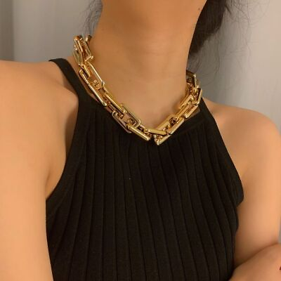 #ad 1PC Retro Chain Necklace Gold Color Pendant Necklaces Women Girls Jewelry Gifts $12.06