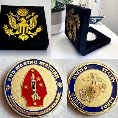 #ad US MARINE CORPS 2nd MARINE DIVISION Challenge Coin with velvet case $19.99