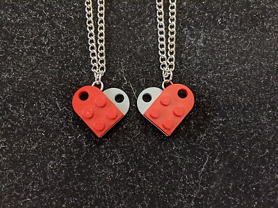 #ad BrickCrafts BFF His Hers Heart Necklaces Matched Pair ❤️ #LEGOHeartNecklace $24.95