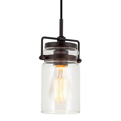 #ad Kira Home Wyer 8quot; Modern Industrial Farmhouse Pendant Light Mini Clear Glass $17.10