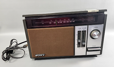 #ad Genuine Sony ICF 09540W Brown amp; Silver FM AM Radio w Tone amp; Volume Vintage $79.95