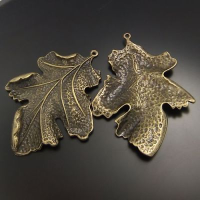 #ad 6pcs Retro Bronze Tree Leaf Pendant Alloy Charm Necklace Jewelry Making 63*51mm $7.59