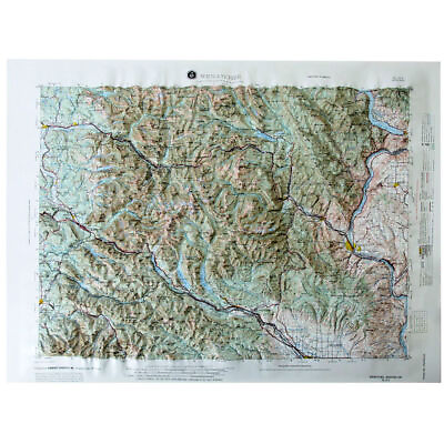 #ad Hubbard Scientific 3D Wenatchee Washington Map 28quot; x 21quot; Unframed $44.99
