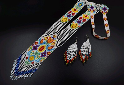 #ad Handmade Necklace Seed Bead Boho American Style Native Beaded Multi Strand $26.69