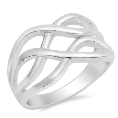 #ad Sterling Silver Woman#x27;s Simple Knot Ring Wholesale 925 Band New 12mm Sizes 4 13 $17.69
