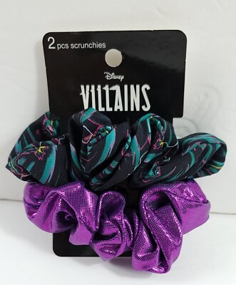 #ad Disney Villains Scrunchies 2 Pcs Purple Black $7.33