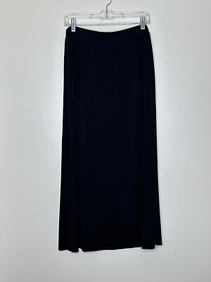 #ad Chicos Black Maxi Skirt Size 12 Chicos Size 2 Tulip Hem Pull On Stretchy Elastic $19.99