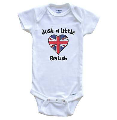 #ad Just A Little British Cute United Kingdom Flag Heart Baby Bodysuit $22.99