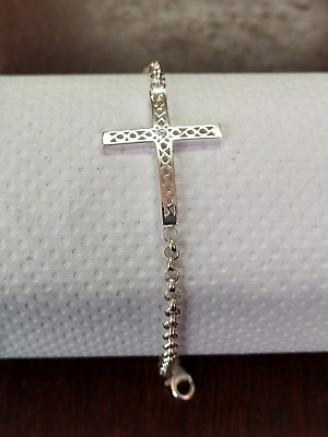 #ad sterling silver sideways cross bracelet $37.99