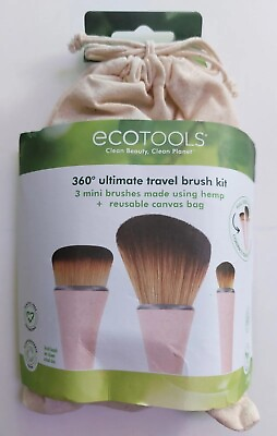 #ad EcoTools 360 Ultimate Travel Brush Kit 3 Mini Hemp Brushes Reusable Bag #3160 $8.00