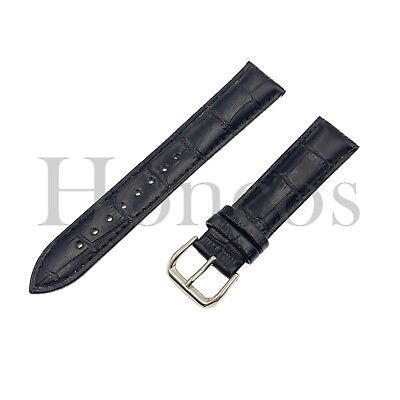 #ad 12 24 MM Black Leather Alligator Watch Strap Band amp;Tank Buckle Fits for Omega $12.99