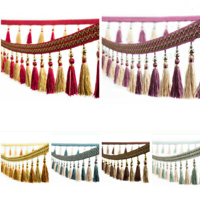 #ad 5 M Tassel Lace Bead Trim Curtain Cushions Fringe Edge Trimming DIY Craft Sewing $24.15