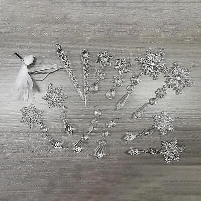 #ad 10 40* Acrylic Icicle Drop Crystal Ornaments for Xmas Tree Winter New Year Party $11.49