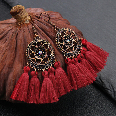 #ad Fashion Women Bohemian Boho Long Fan Tassel Fringe Drop Dangle Earrings Jewelry $3.99