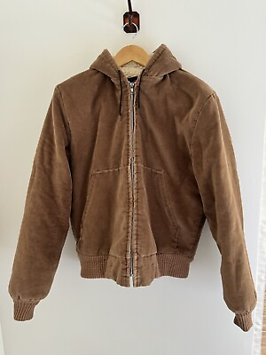 #ad Vintage Cal Jac Soft Brown Sherpa Lined Jacket Small Zip $34.30
