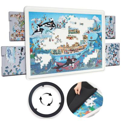 #ad 1500 Pieces Rotating Plastic Puzzle Board with Drawers and Cover35quot;x27quot; $61.74