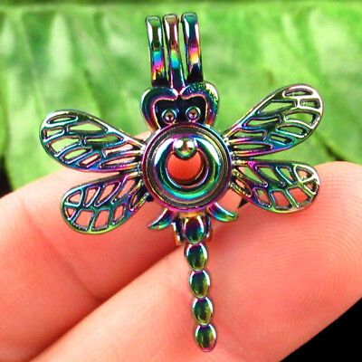 #ad Q11830 Rainbow Tibetan Silver Open Dragonfly Design Pendant Bead $11.61