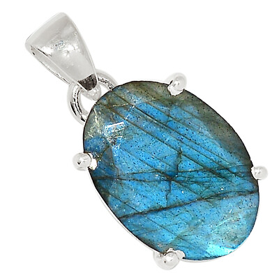 #ad Faceted Natural Labradorite 925 Sterling Silver Pendant Jewelry ALLP 24238 $19.99
