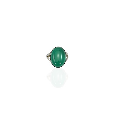 #ad Silver Women 925 Sterling Green Onyx Cabochon Gemstone Ring All Size $14.16