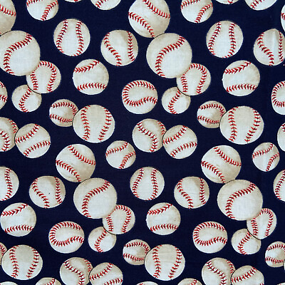 #ad The Alexander Henry Collection 2002 Baseball Fabric Remnant 44 x 30 Navy White $15.00
