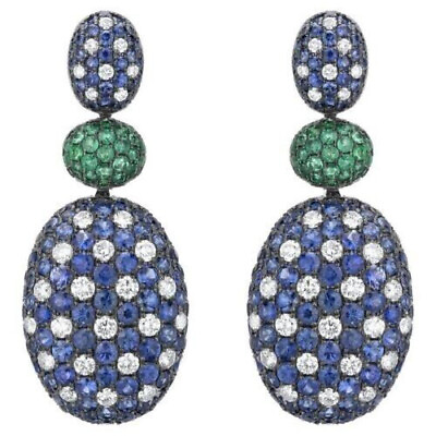 #ad Round Shape Multicolor Lab Created Cubic Zirconia Women Jewelry Dangle Earrings $225.00