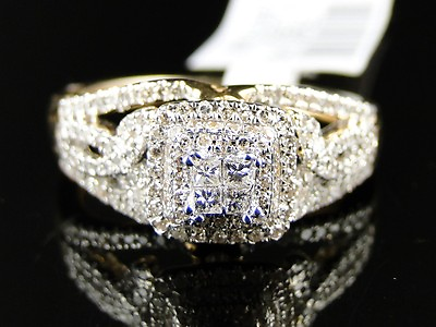 #ad 14K Ladies Yellow Gold Princess Cut Diamond Bridal Engagement Ring .51 Ct $674.99