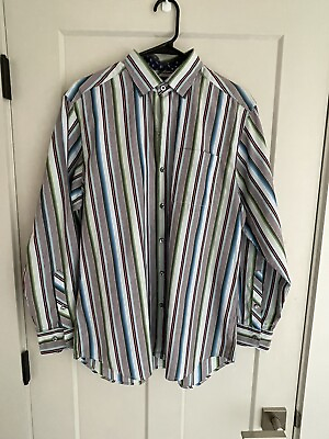 #ad Tommy Bahama Mens Large L S Shirt Ruby Stripe NWT $138 Mens Small $35.00