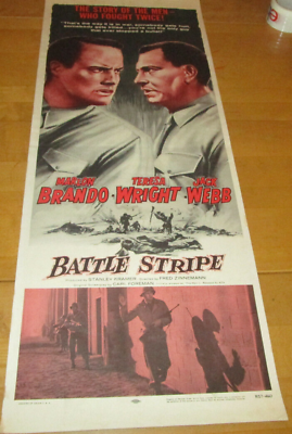 #ad MARLON BRANDO Jack Webb BATTLE STRIPE rename The Men Insert 14 x 36 POSTER 1957 $29.50