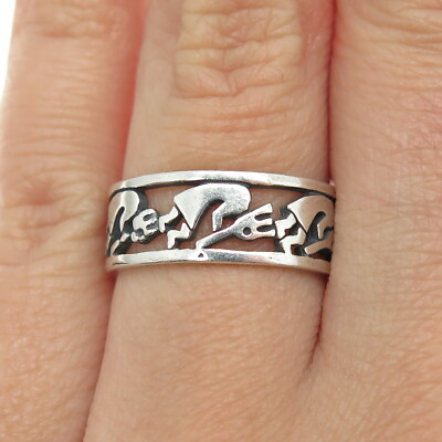 #ad 925 Sterling Silver Vintage Southwestern Navajo Kokopelli Tribal Ring Size 7.5 $39.95
