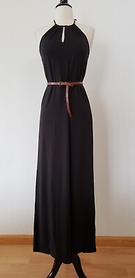 #ad Anthropologie Maxi Dress New Size Medium Halter Neck Black Classy Holiday Chic $40.00