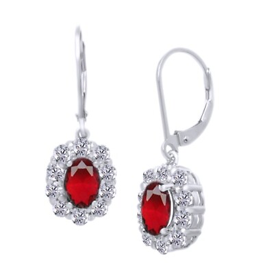 #ad Drop Earrings Simulated Ruby amp; Simulated Sapphire Solid Sterling Silver 925 $83.99