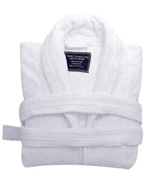#ad Terry Cloth Robes for Man All Cotton Bathrobe Luxury Shower Robe Long White $31.55