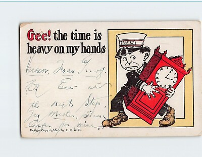 #ad Postcard Gee The Time is Heavy on my Hands Art Print Humor Card $20.97