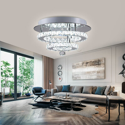 #ad LED Crystal Chandelier Modern Bedroom Ceiling Lamp Flush Mount Lighting Fixture $42.76