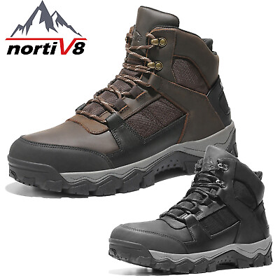 #ad NORTIV8 Mens Hiking Boots Waterproof Mid Top Trekking Boots Leather Work Boots $27.99