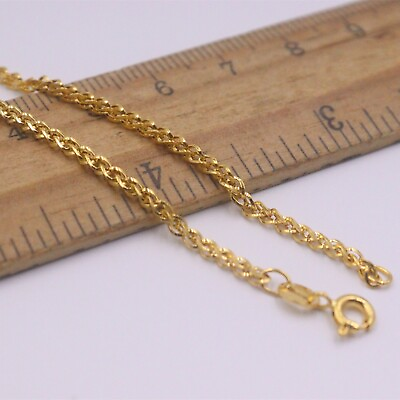 #ad Pure 18K Yellow Gold Chain Men Women 2mm Wheat Foxtail Necklace 17.7inch 2.8 3g $385.70