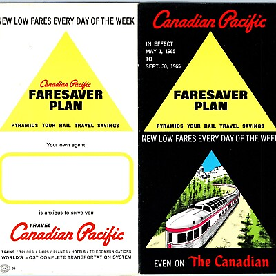 #ad 1965 Canadian Pacific Railway Faresaver Plan Advertising Mini Brochure Chart 4J $8.25