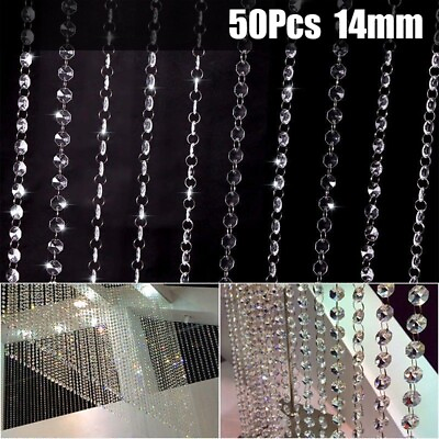 #ad 50 X Chandelier Glass Crystals Lamp Prisms Parts Hanging Drops Pendants 14mm $9.24