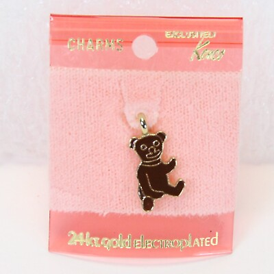 #ad Bear 24k Electroplate Teddy Bear Charm Pendant .6quot; H x .4quot; W $12.99