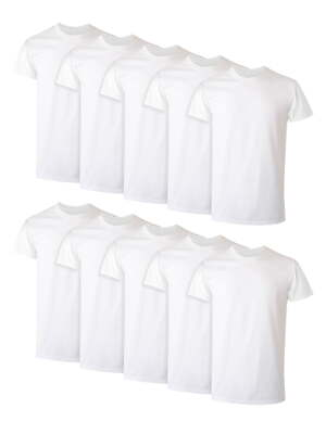 #ad Men#x27;s Super Value Pack White Crew T Shirt Undershirts 10 Pack $23.48