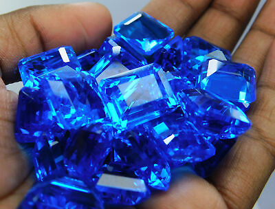 #ad 50 Ct Topaz Mix Shape Blue Certified Loose Gemstones AA Lot $14.46