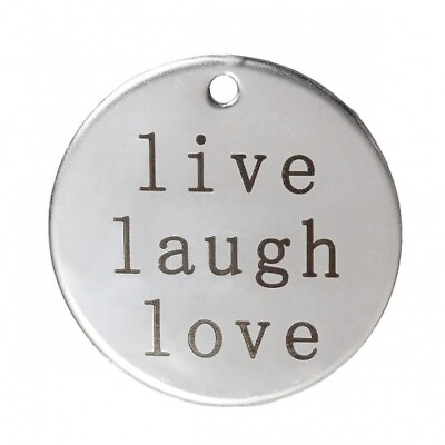 #ad live laugh love Pendant Charm Lot 3pcs Round Stainless Steel Round S63 $2.99
