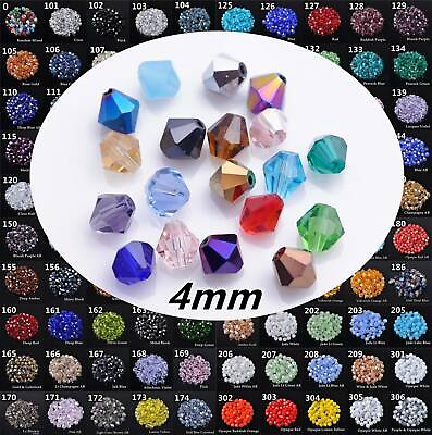 #ad Wholesale 1000pcs 4mm Small Bicone Faceted Crystal Glass Loose Spacer Beads lot $8.98