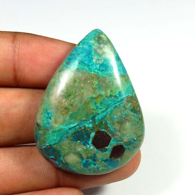 #ad Natural Green Blue Chrysocolla Cabs 39x30 mm Polished Smooth Pear Gemstone CH 74 $9.09