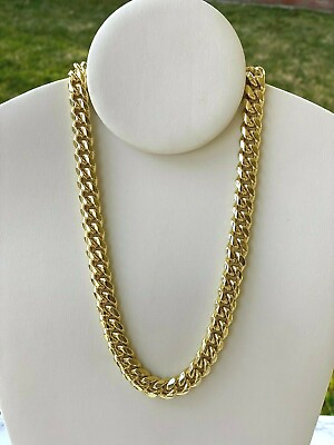 #ad Mens 14k gold Thick Miami Cuban Link Choker necklace chain Gold Finish 12mm 22quot; $62.00