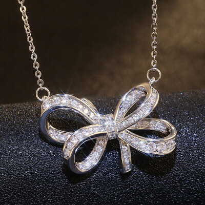 #ad #ad Women Necklace Pendant Elegant 925 Silver Jewelry Cubic Zircon Necklace C $3.31